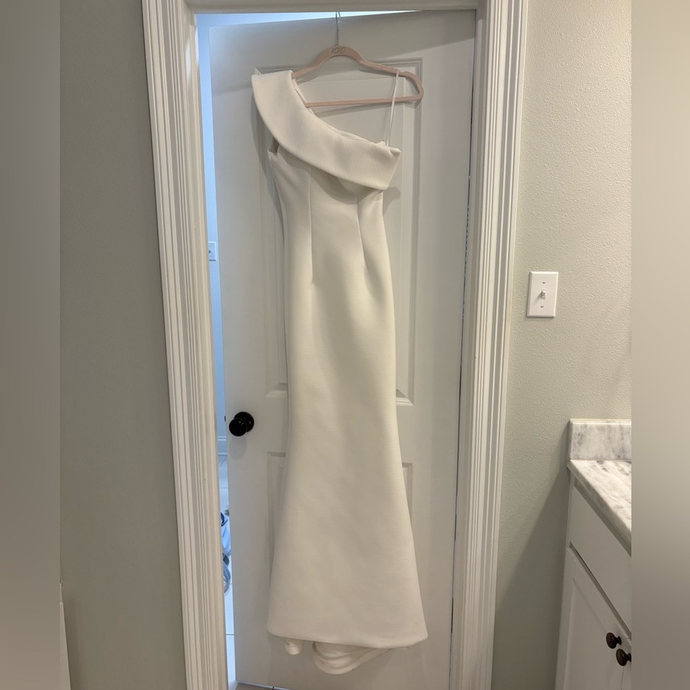 Jovani White One-Shoulder Gown